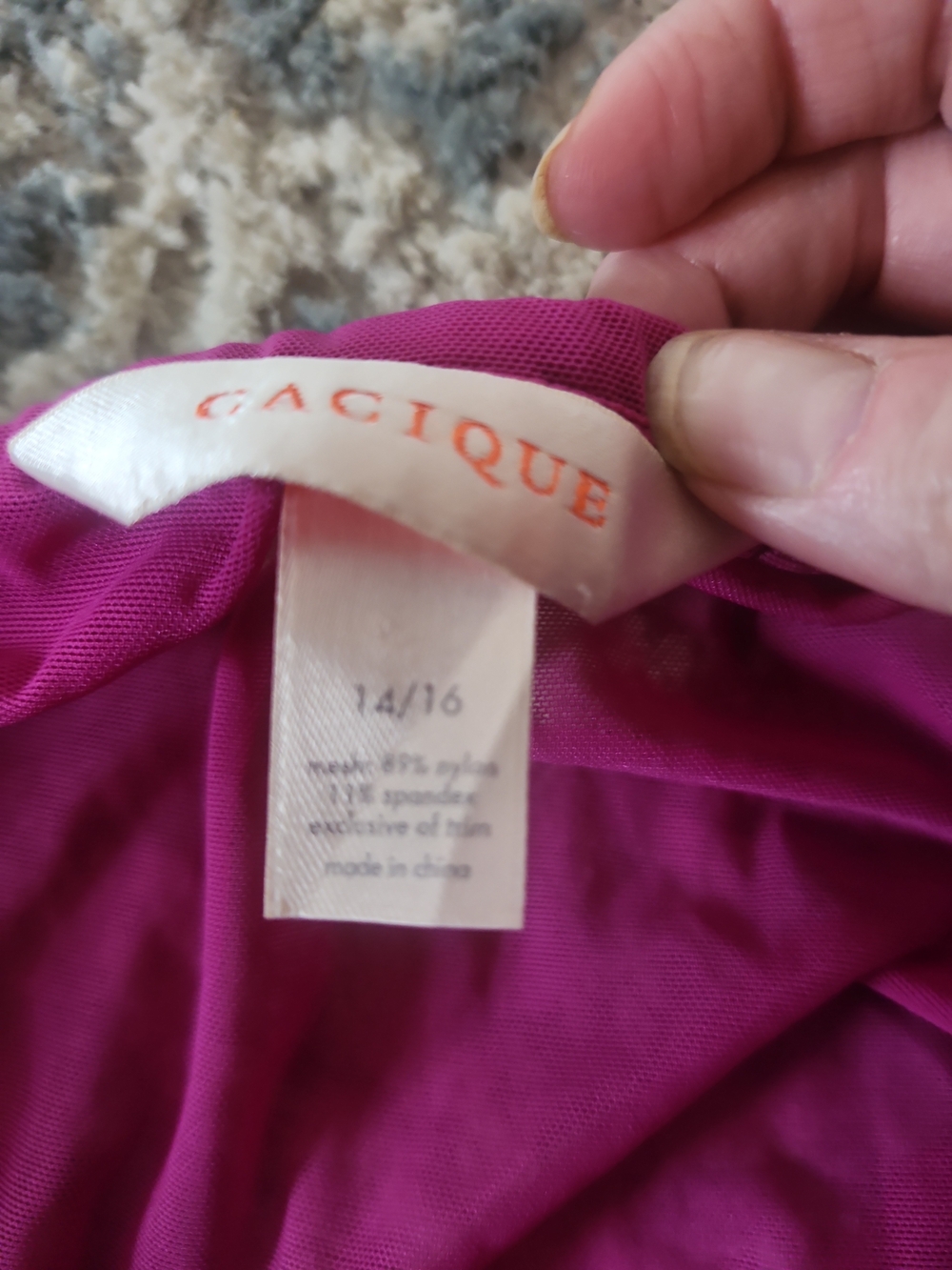 Cacique Magenta Ruched Front Ruffle Chemise - Picture 2 of 7